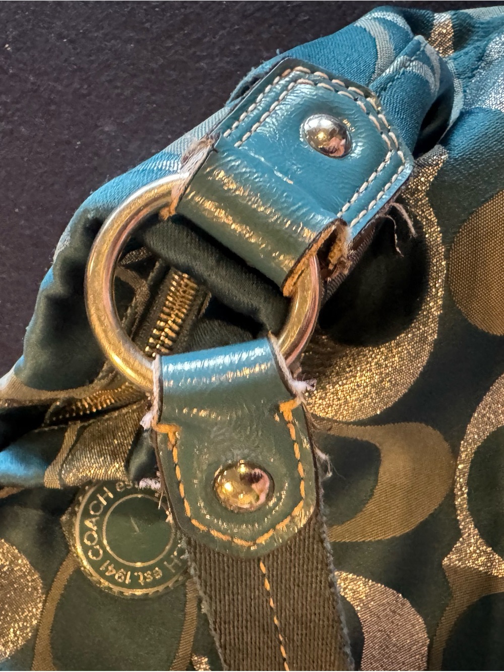 Coach Teal Signature Crossbody Bag - Picture 7 of 11